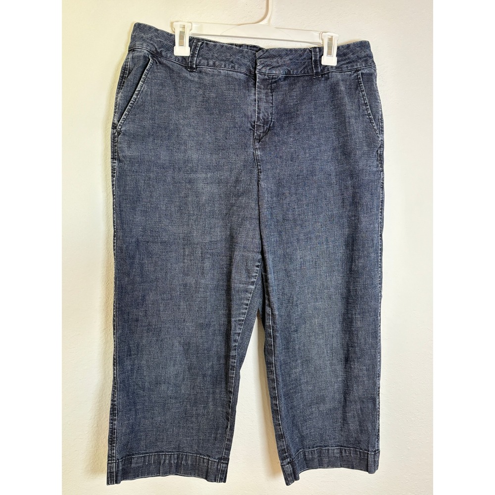 Coldwater Creek Womens Blue Denim Capri Pants Size 16 Cropped Jeans Dark Wash